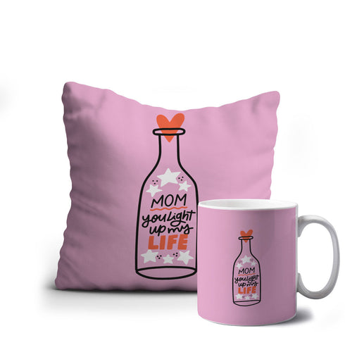 Mom You Light up My Life Printed cushion mug combo - Uncommongifts.in