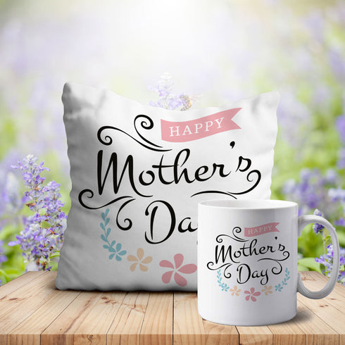 Happy Mother' Day Printed Mug Cushion Combo - Uncommongifts.in