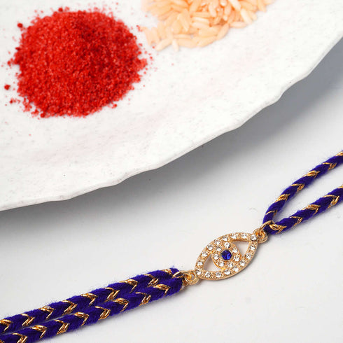 Blue Centered Evil Eye Rakhi - Uncommongifts.in