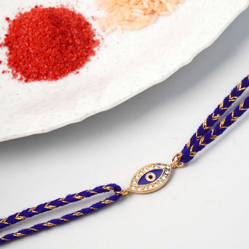 Dark Blue Crystal Evil Eye Rakhi - Uncommongifts.in