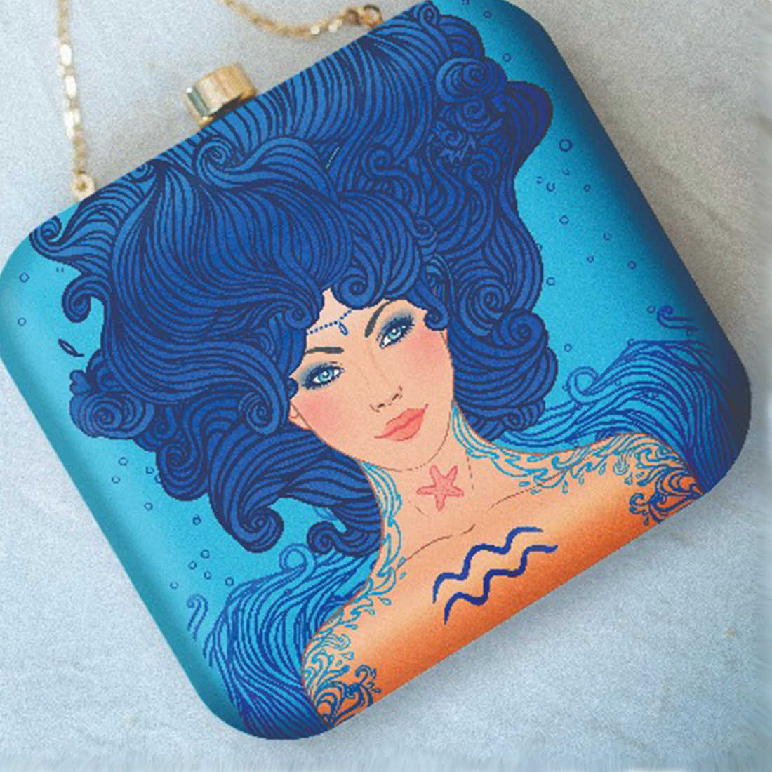 Aquarius Sun Sign Customized Clutch with Name