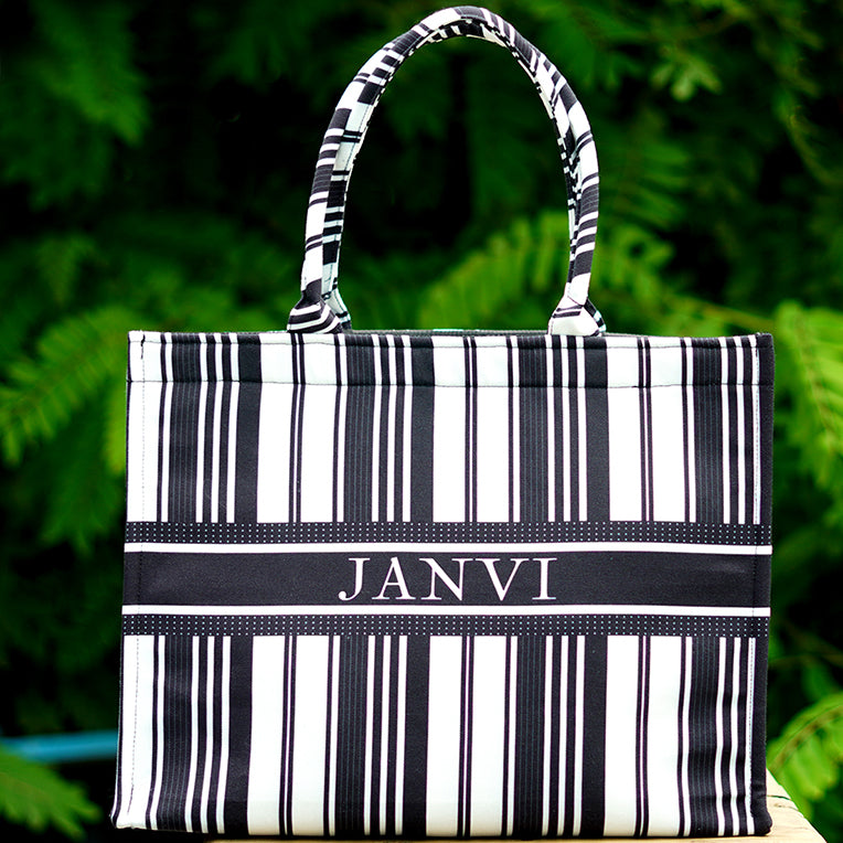 Tall Wedge Box Tote with Stripes on Front main image 0