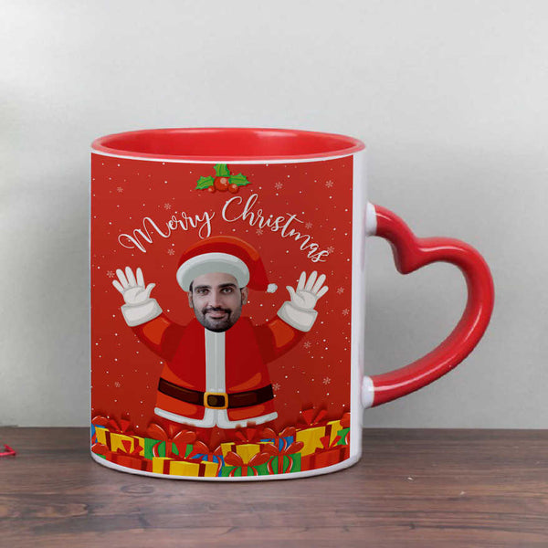 Personalised Christmas Heart Handle Mug
