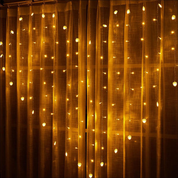 Heart arrangement curtain led lights
